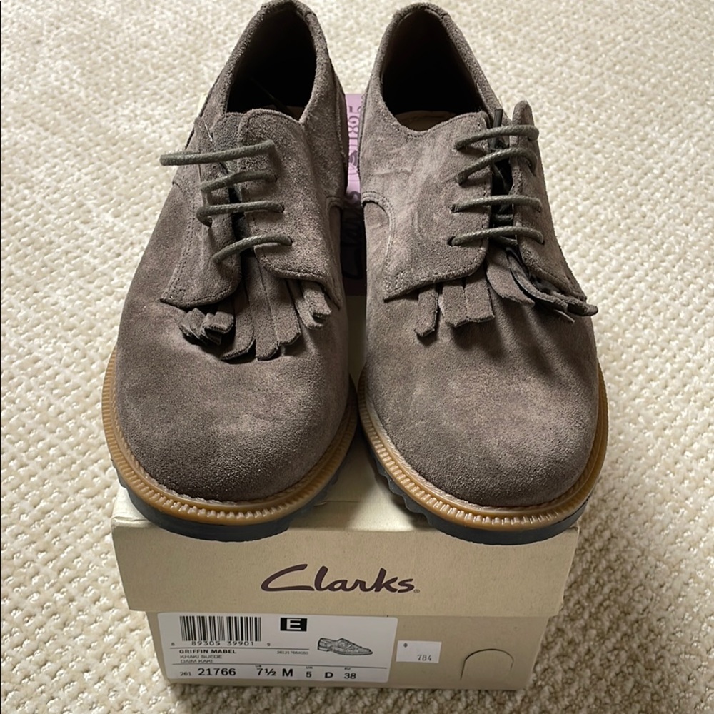 Clarks Griffin Mabel Brown Suede Oxford Shoes